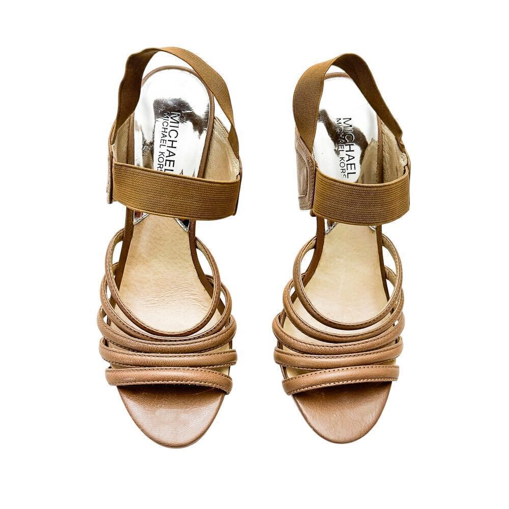 Michael Kors Strappy Brown Platform Stiletto Heel Sandal Size 9.5 Mint